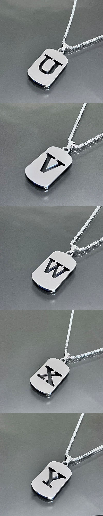 Colares de pingente de aço inoxidável com letra inicial A-Z da moda punk para homens e mulheres, atacado, joias, colar, joias góticas