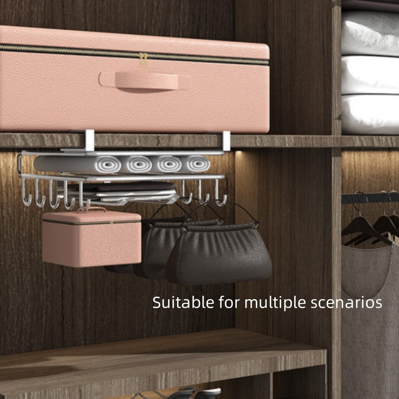 1PÇ Suporte de Cozinha de Aço Inoxidável Suspenso com Ganchos, Porta-Papel Toalha e Utensílios, Prateleira para Tábua de Corte