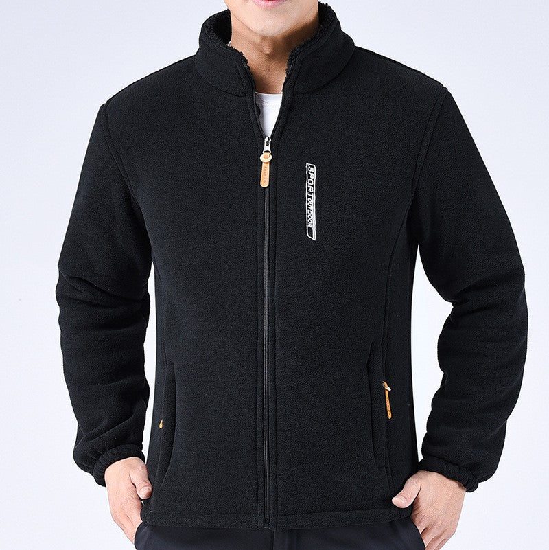 Winter Thicken Polar Fleece Jacket Warmth Windproof Full Zip Up Coat Multiple Zipper Pockets Outdoors Plus Size Jackets Outwear