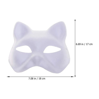 5PCS Therian Masks White Cat Masks Blank DIY Halloween Mask Animal Half Facemasks Masquerade Cosplay Party