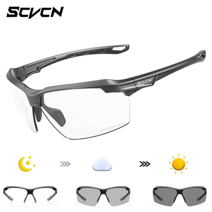 SCVCN Photochromic Cycling Sunglasses Bike Glasses Mountain Bicycle Hiking Golf UV400 Sports Glasses for Men Women Baseball