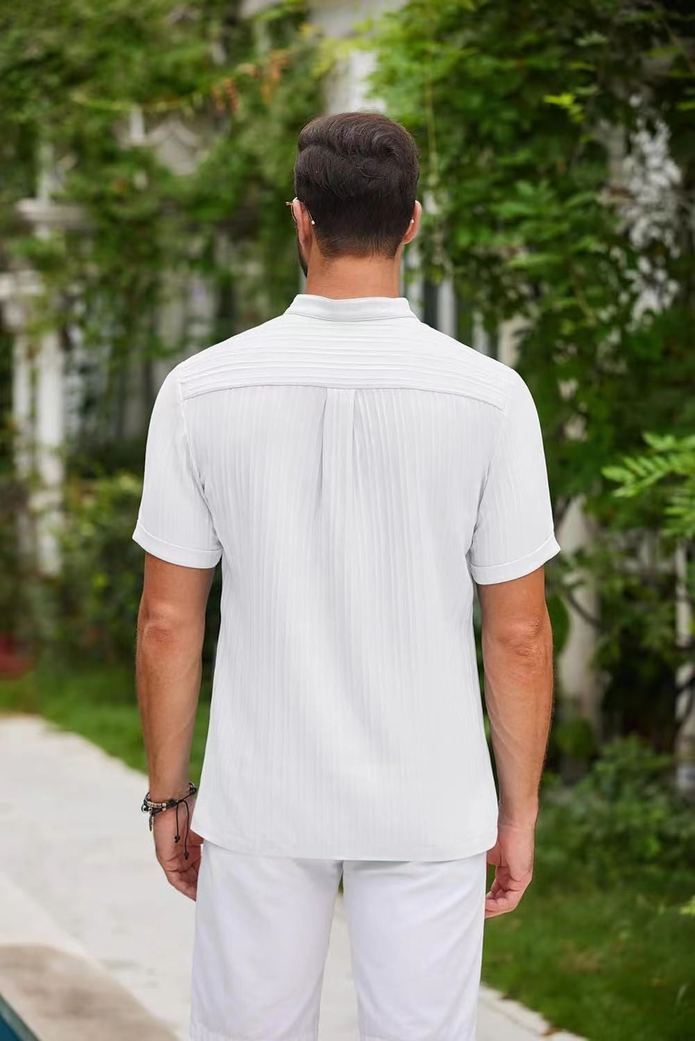 Hawaiian Men's Retro Cotton And Linen Henry Shirt Casual Loose With Sporty Stand-up Collar Buttons 2025 New Men's Casual Shirt