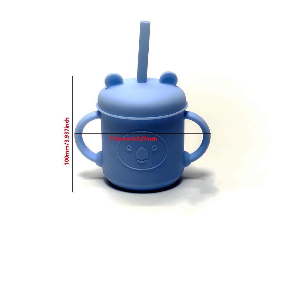 Free Name Printing Children's Tableware Set: Bib, Plate, Cup, Fork & Spoon. Silicone Material. Personalized Gift.