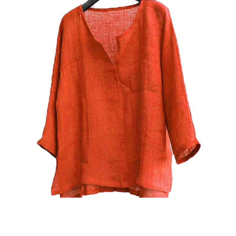 Men's Cotton Linen Shirts Blouses Long Sleeve Social Shirts For Men V-Neck White Formal Shirt Oversized Shirts Top Mens Clothing