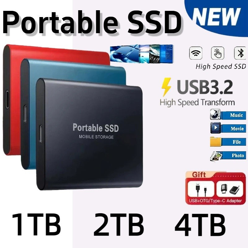 SSD Externo Premium 2TB/4TB com Interface USB 3.1/Tipo-C de Alta Velocidade à Prova D'água e Poeira, Adequado para PC/Mac