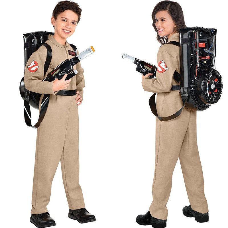 Halloween Father Ghostbusters Costumes Themed Cosplay Halloween Uniform Jumpsuit with Bag Ideal Adults Full Set Dress Up