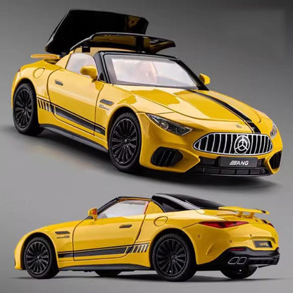 Miniatura de Carro de Brinquedo SL63 G800 na Escala 1:22, Veículos de Liga Fundida, Direção nas Rodas Dianteiras, Som, Luz, Fricção, Modelos para Presente Adulto
