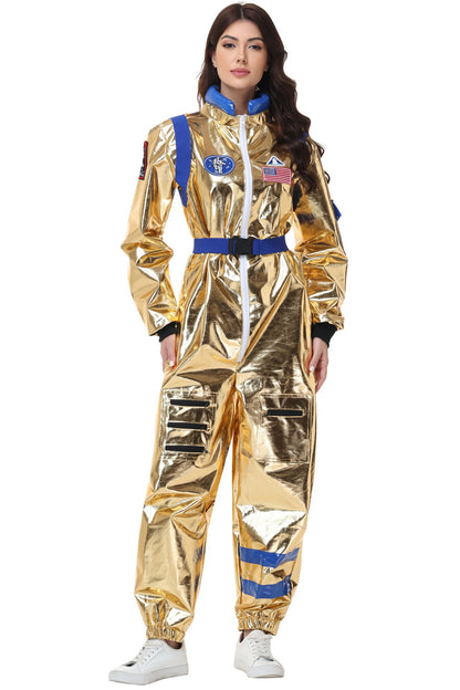 Adult Silver Astronaut Costume Men Women Spaceman Suit Space Jumpsuit Halloween Cosplay Party Dress Up