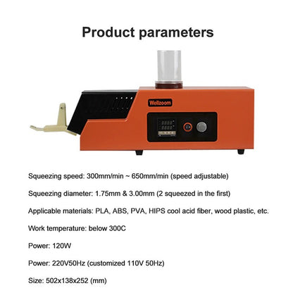 Desktop 3D Filament Maker Machine Dual Size Extruder for 1.75mm/3mm PLA ABS Consumables Speed Adjustable for Printing Consumable