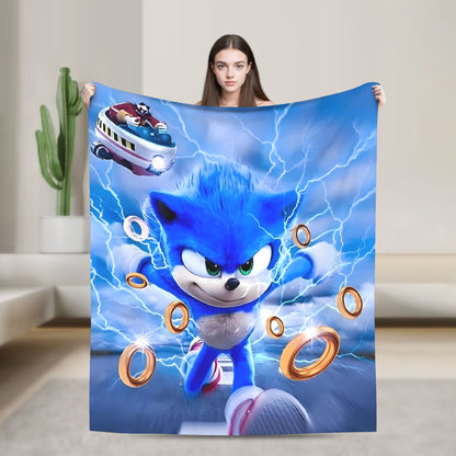 Manta Macia com Estampa de Pelúcia S-Sonic Retrô Desenho Animado Para Ar Livre Decorativa Flanela Cobertor de Cama