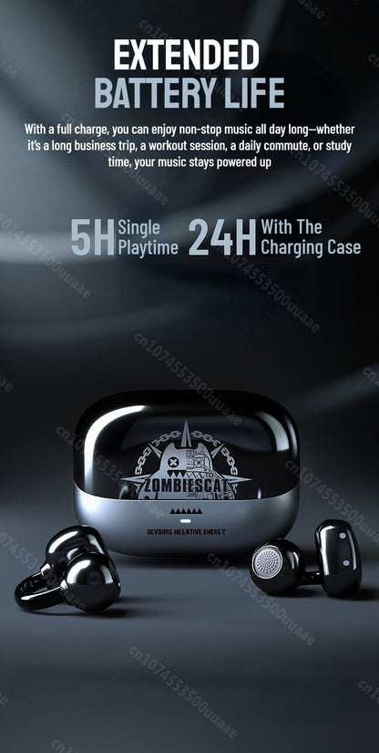 Zombiescat B15 OWS Ear Clip Headphone 360° Immersive Stereo Bluetooth 5.4 Wireless Earphones ENC Clear Call TWS Wireless Earbuds