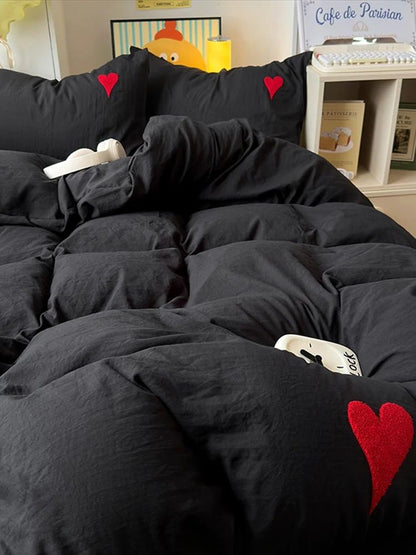 Korean Solid Color Bedding Set Adults Kids Twin Full Queen Size Soft Bed Flat Sheet Duvet Cover Set Pillowcases Simple Bed Linen