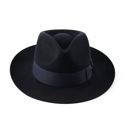 New British 100% Wool Felt Hat Men Fedora Big Size Raw Edge Brim Satin Lined Gangster Hat Premium Quality