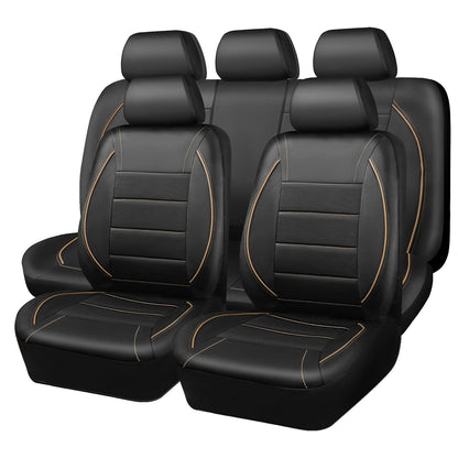Capas de Couro Universais para Banco de Carro Vermelho Simples à Prova d'Água para 5 Assentos