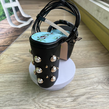 Luxury Brand Women's Summer Fashion Metal Platform Sandals Large 34-42 Super High Heel Thick Bottom Rivet Party Women's Shoes