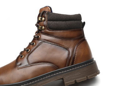 BHKH Botas Masculinas de Inverno da Moda botins Zíper Cadarço Botas de Tornozelo Sapatos Sociais Vintage de Negócios Sapatos Casuais de Couro Para Homens