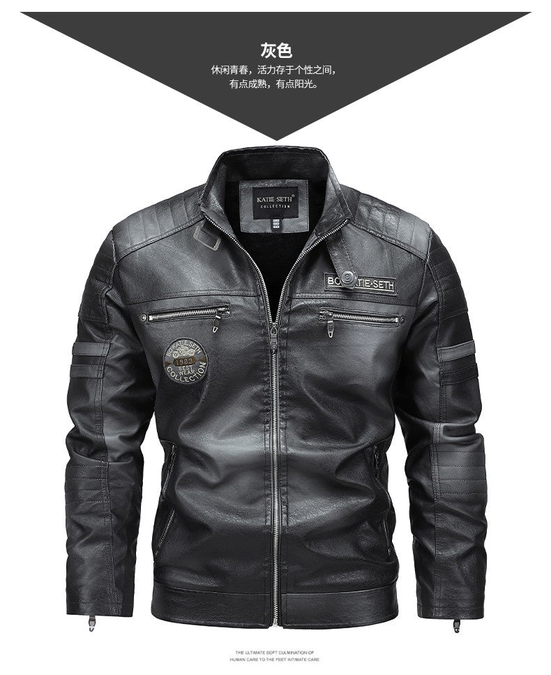 Quality New Male Casual Leather Jackets 7XL Autumn Winter Men Stand Collar Motorcycle Leather Jackets Vintage Leather Coat