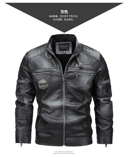 Quality New Male Casual Leather Jackets 7XL Autumn Winter Men Stand Collar Motorcycle Leather Jackets Vintage Leather Coat
