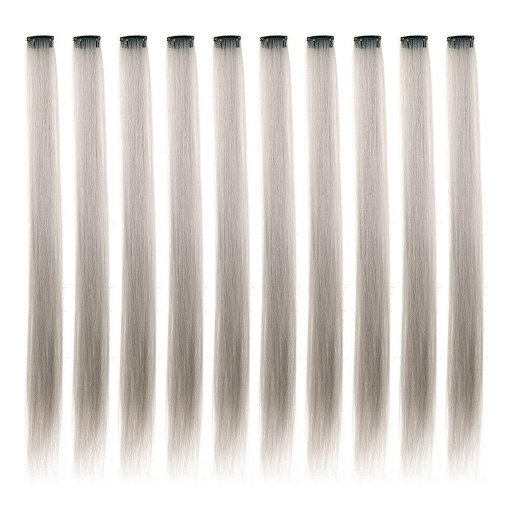 Mechas Coloridas Cabelo Sintético 10 Peças Extensões de Cabelo Liso 55 cm Com Presilha Aplique para Mulheres Festa Cosplay Presentes