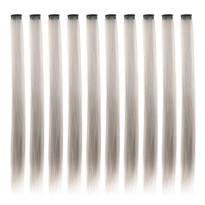 Mechas Coloridas Cabelo Sintético 10 Peças Extensões de Cabelo Liso 55 cm Com Presilha Aplique para Mulheres Festa Cosplay Presentes