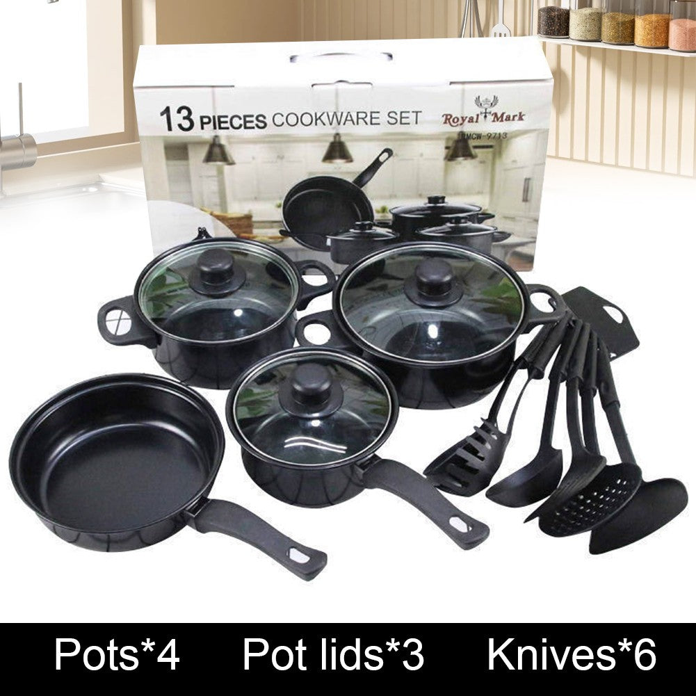 Conjunto de Panelas Antiaderente 12 Peças Panela de Cozinha com Tampa Frigideira Wok Leiteira Frigideira de Pedra Maifan para Todos os Tipos de Fogão
