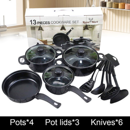 Conjunto de Panelas Antiaderente 12 Peças Panela de Cozinha com Tampa Frigideira Wok Leiteira Frigideira de Pedra Maifan para Todos os Tipos de Fogão