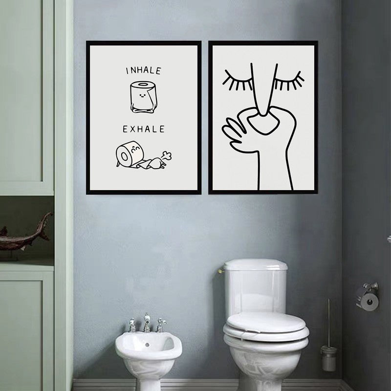 Abstract Humour Bad Smell Funny Bathroom Poster Black White Prints Canvas Painting Wall Art Pictures WC Toilet Room Decor