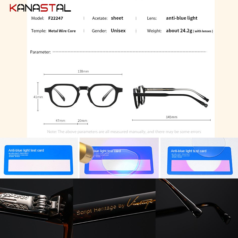 Óculos de Leitura com Prescrição para Homens Acetato Miopia Óculos Femininos Bloqueio de Luz Azul Lentes CR39 Armação de Óculos para Computador Ponta de Caneta