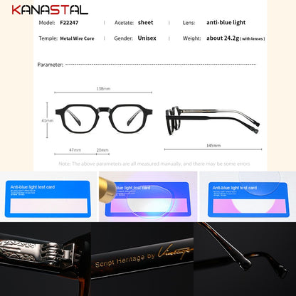 Óculos de Leitura com Prescrição para Homens Acetato Miopia Óculos Femininos Bloqueio de Luz Azul Lentes CR39 Armação de Óculos para Computador Ponta de Caneta