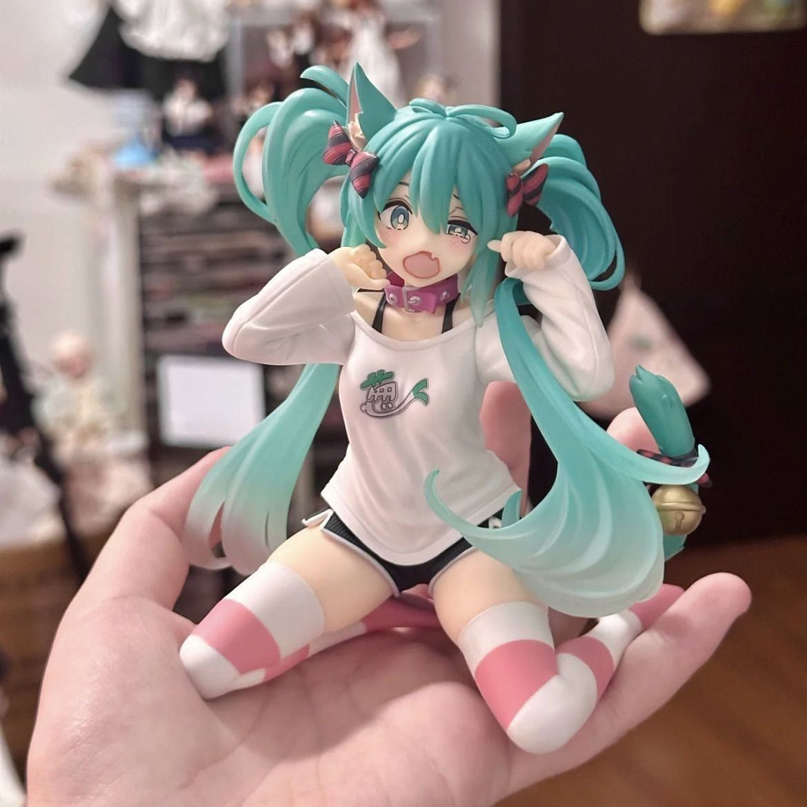 2026 ** 12cm Anime Hatsune Miku Action Figure with Cat Ear Long Sleeve Clothes PVC Model Toy for Children Gift Collectible