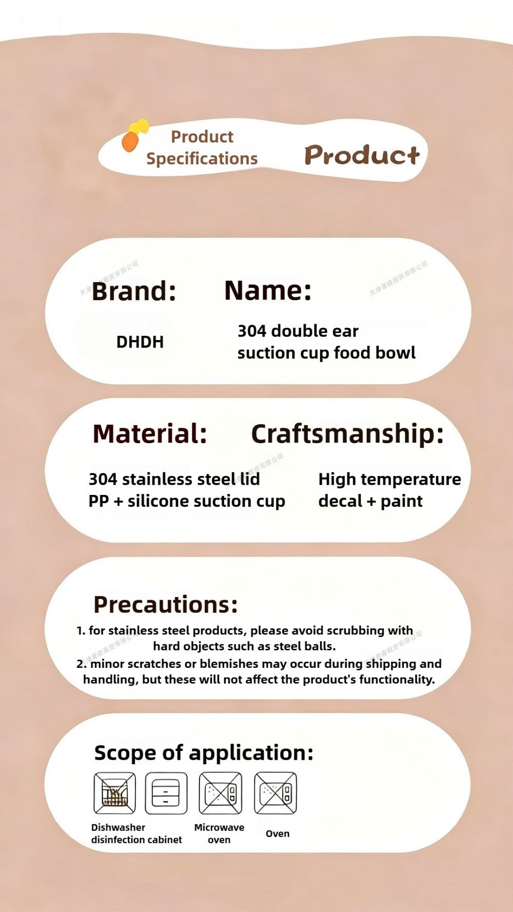 304 Stainless Steel Baby Bowl with Lid Double Handle Kids Feeding Bowl Anti-Scald Toddler Tableware Food Soup Bowl for Infants