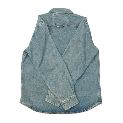 Retro Waed Denim Workwear irt Casual Everyday Basic Long Sve irt Trendy Autumn Cotton 00% Button up Pure Color