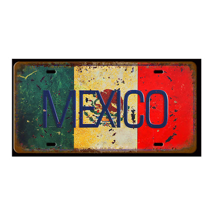Plaque Tin Sign France Russia Spain Metal Sign Germany USA Country Flag License Plate For Wall Home Restaurant Craft Bar Decor