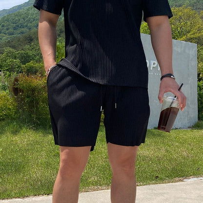 Men's Summer Quick Dry Breathable Gym Fitness Sports Running Ruffled Casual Shorts Workout Jogger Short Pants Loose Sweatpants