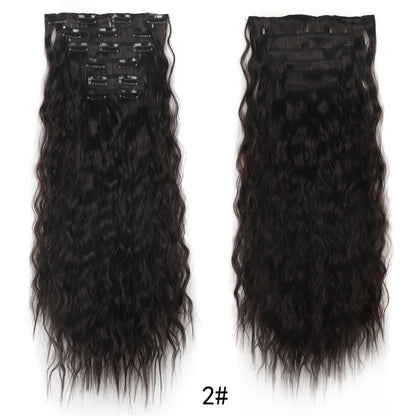 Wig clip hair extensions Cabelo comprido liso extensões de fibra química sintética invisível Conjunto de seis peças de 16 grampos de cabelo