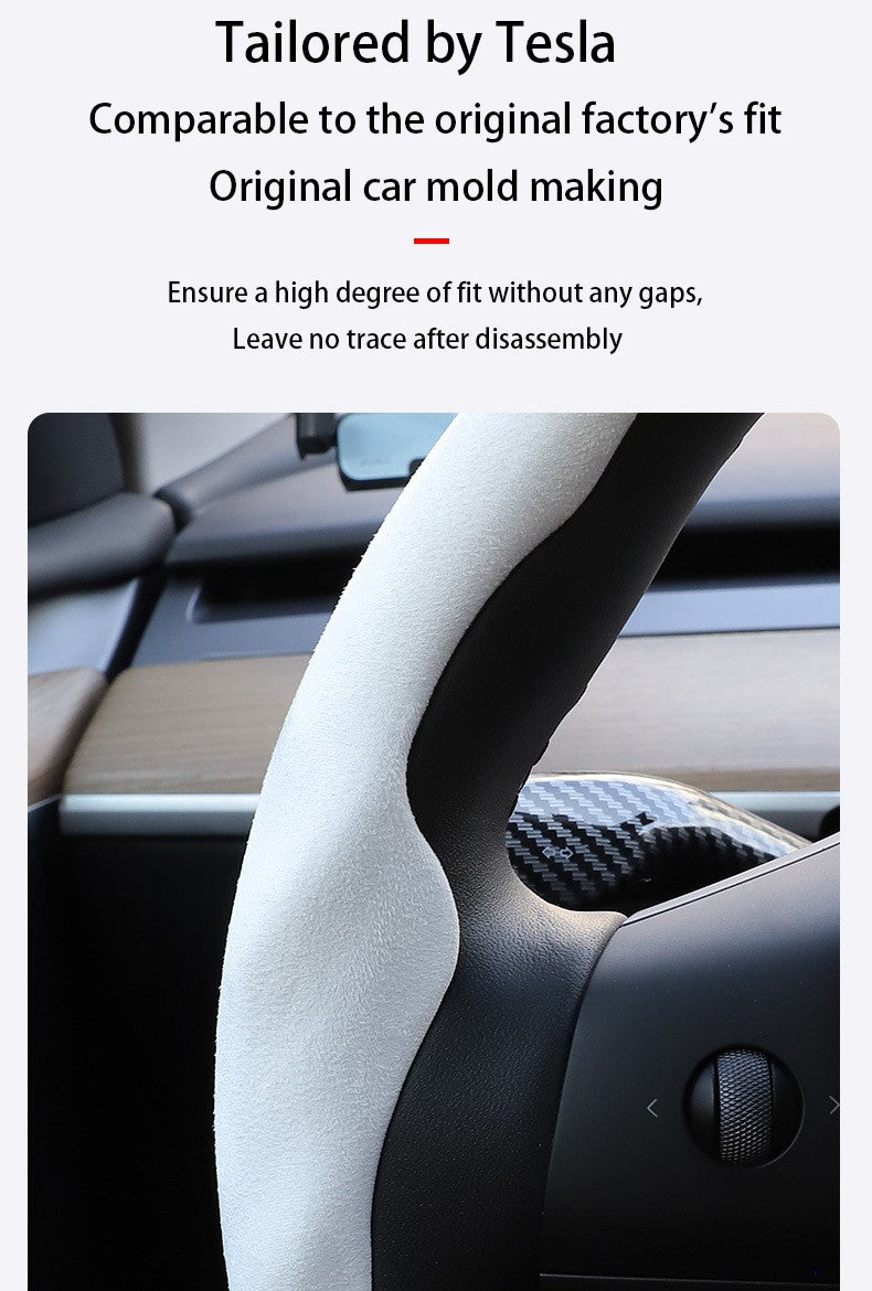 For Tesla Model Y Juniper 2025+ Steering Wheel Cover All Season Universal Deer Suede Sports Steering Wheel Cover