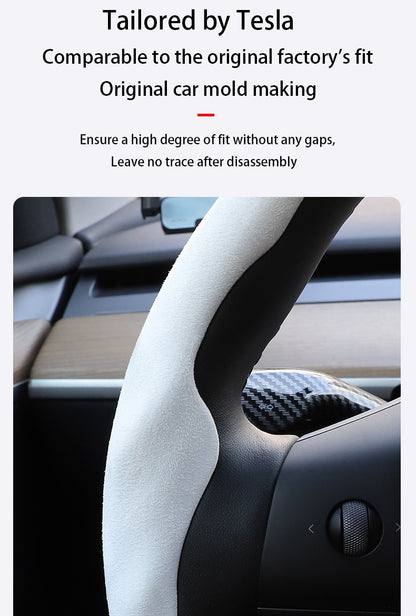 For Tesla Model Y Juniper 2025+ Steering Wheel Cover All Season Universal Deer Suede Sports Steering Wheel Cover