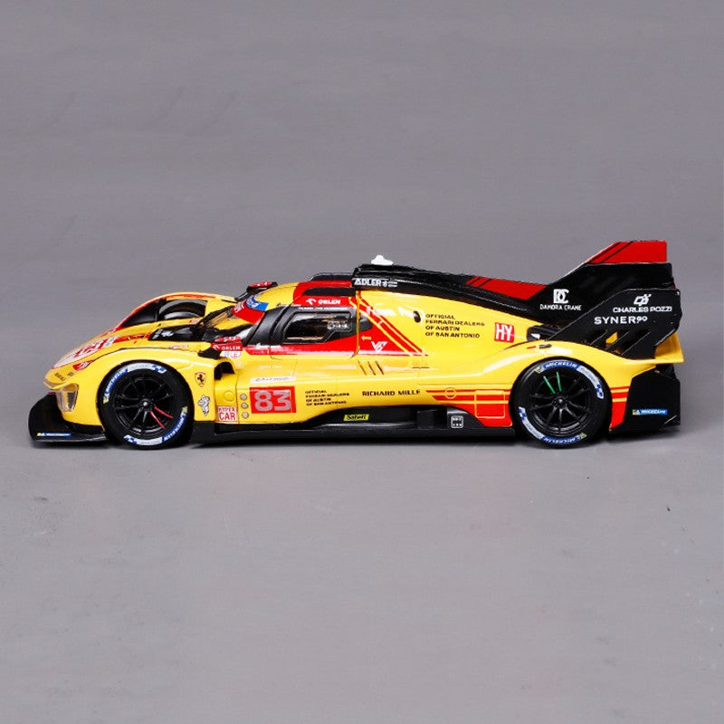 New In Stock Bburago 1:43 24h Le Mans Ferrari 499p 2024 #83 Includes Base And Acrylic Box Alloy Miniature Diecast Model Toys