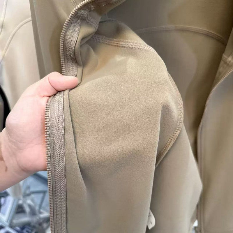 Women's High-End Velvet Yoga Jacket Stand Collar Long Sleeve Fitness Running Training Top for Autumn Winter Sports