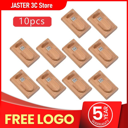 JASTER 10 unidades/lote (LOGOTIPO personalizável) Pen Drive USB 2.0 de Madeira 4GB 8GB 16GB 32GB 64GB 128GB Memory Stick Presente de Casamento