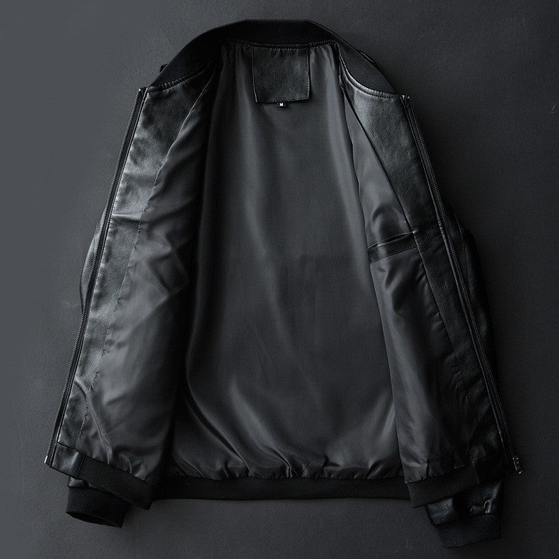 Men's Leather Jacket Bomber Motorcycle Jacket Men Fashion Causal Solid Moto Biker PU Baseball Leather Outerwear Plus Size 7Xl