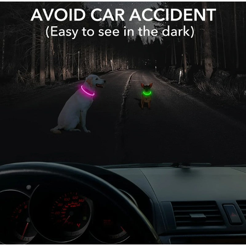 Coleira Luminosa LED para Cães e Gatos, Recarregável USB, Noturna, Anti-perda, Para Cães e Gatos de Pequeno, Médio e Grande Porte, Acessórios de Segurança para Animais de Estimação