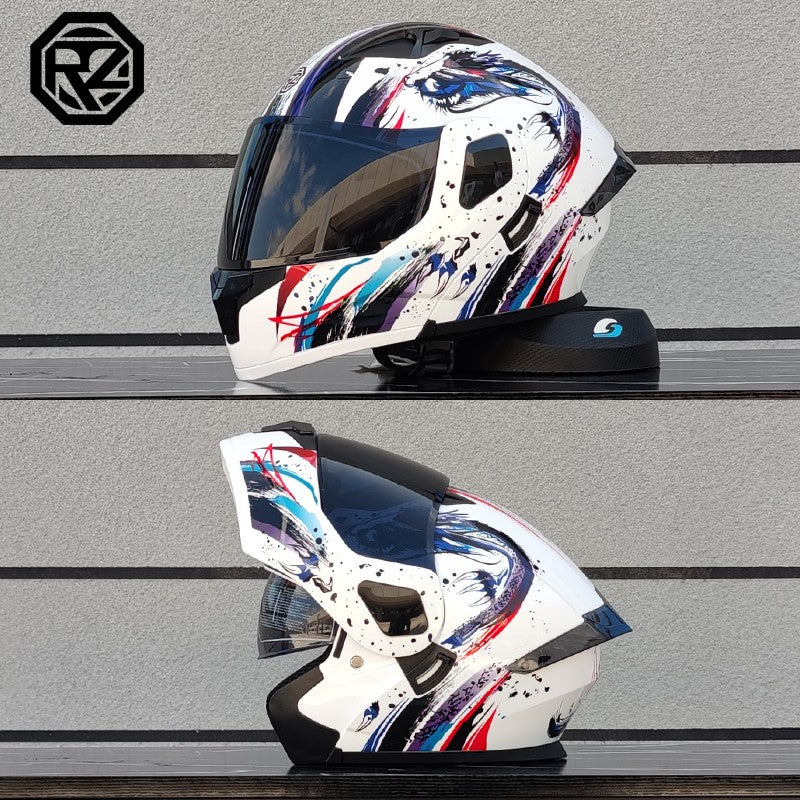 ORZ Capacete Integral Personalizado para Motocicleta Masculino Feminino Moda Capacete com Lente Dupla Capacete de Motocross de Corrida Modular Articulado Casco Moto