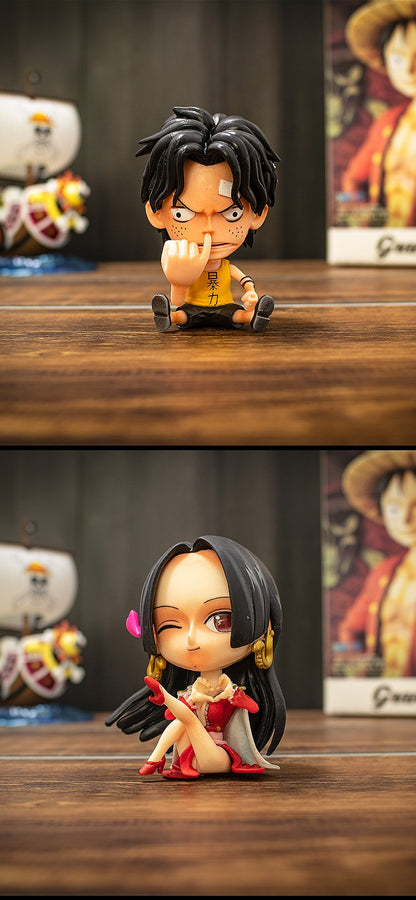 Bonecos Colecionáveis Fofos One Piece Versão Q Luffy Zoro Chopper Ace Boa Hancock Anime Blind Box Decoração de Mesa Carro Brinquedo Presente Infantil