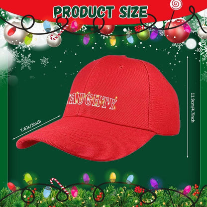 2 Pcs Christmas Hat for Men Women Christmas Baseball Cap Red Naughty Hat Green Nice Hat Christmas Beanie Santa Hat Perfect for