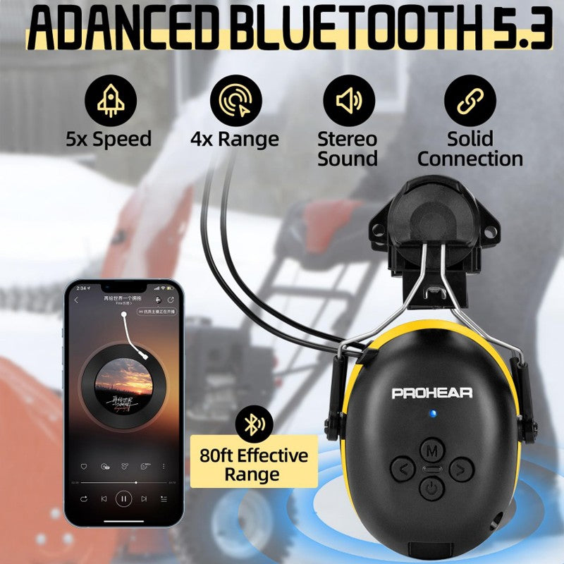 PROHEAR Bluetooth 5.3 Earmuffs Adapter for 3M H-700 Hard Hats DEWALT Hard Hat Hearing Protectors for Construction Worker Mowing