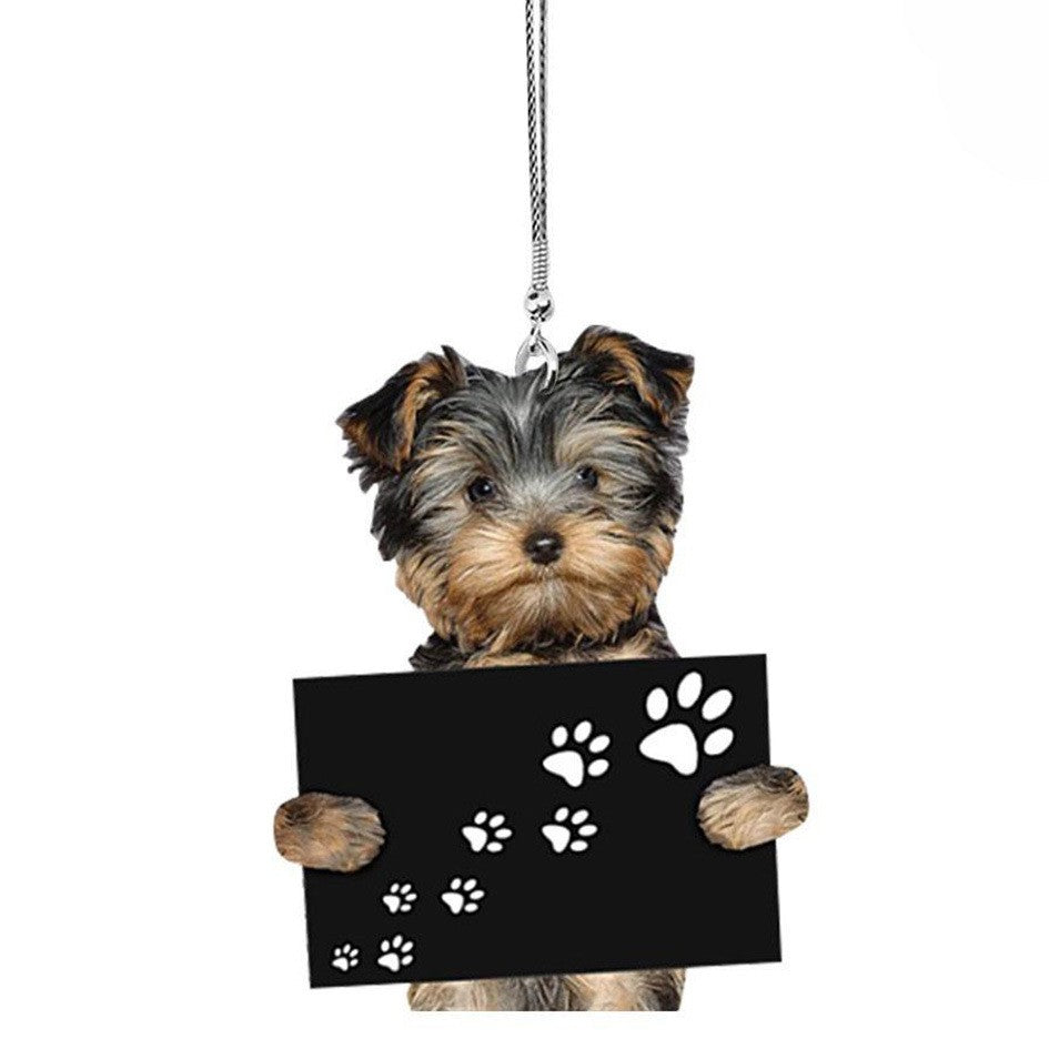 Plush Puppy Rearview Mirrors Pendant Car Hanging Ornaments Auto Interior Hanging Decoration for Car Funny Toy Gift for Men Women