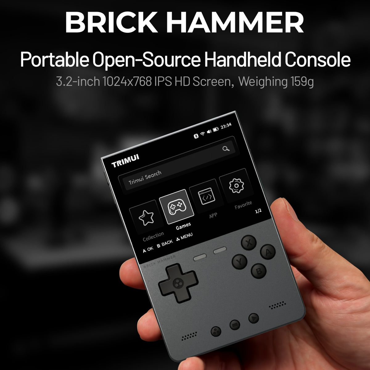 Metal Body Trimui Brick Hammer Console - 3.2" Ultra-Clear IPS Screen 3000mAh Open Source Handheld Retro Game Machine best Gift