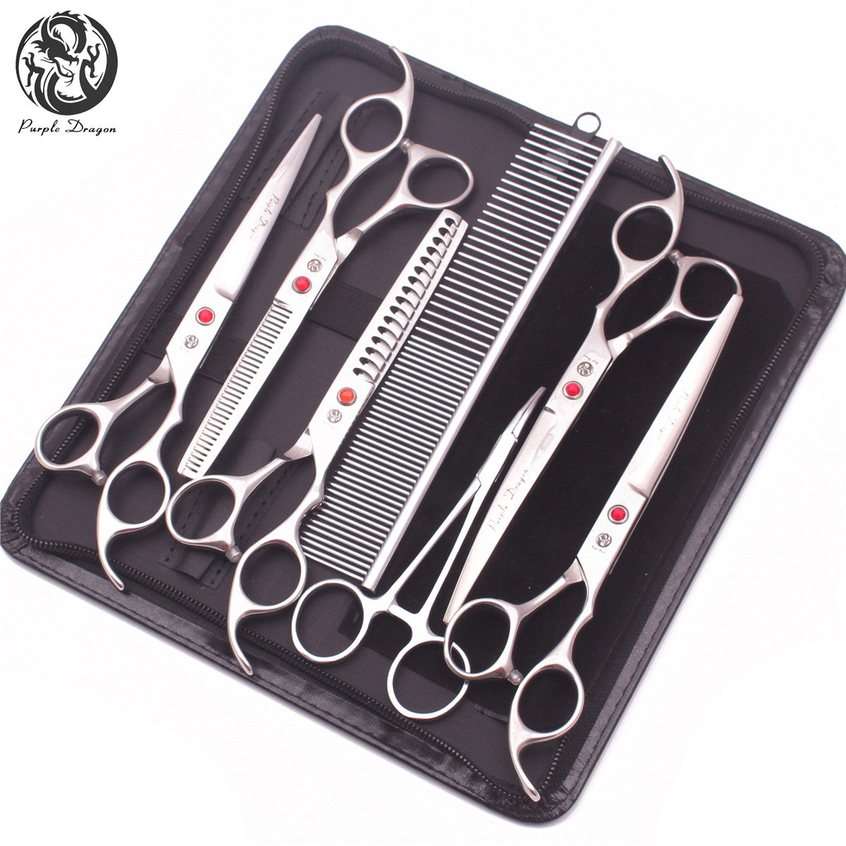 Conjunto de Tesouras para Tosa de Animais de Estimação - Tosa Profissional para Cães e Gatos, Aço Inoxidável, Afiado, Multi-Peças, Cabo Ergonômico, Aparador Durável