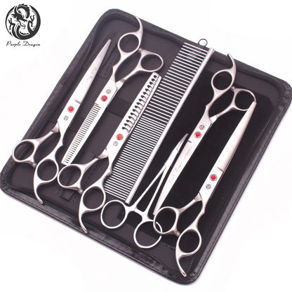 Conjunto de Tesouras para Tosa de Animais de Estimação - Tosa Profissional para Cães e Gatos, Aço Inoxidável, Afiado, Multi-Peças, Cabo Ergonômico, Aparador Durável